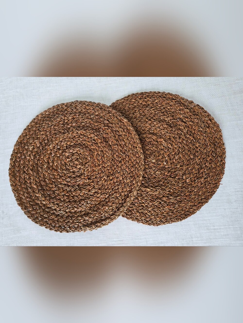 Woven Round Bali Abaca Chargers, Set Of 2 Natural Brown, Each ~ 15" in Diameter